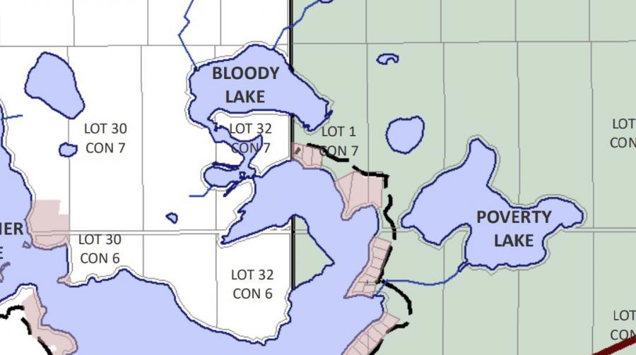 Zoning Map of Bloody Lake in Municipality of Algonquin Highlands and the District of Haliburton